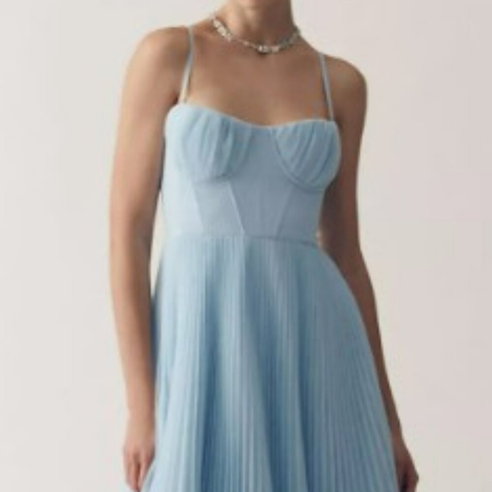 Anthropologie Hutch Amara Corset Pleated Tulle Fit & Flare Midi Dress Size 8